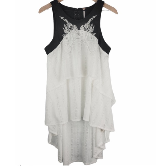 Free People dark night runaway ruffle leather tunic size Small - Picture 4 of 10